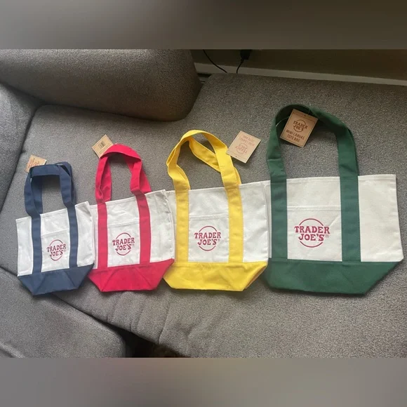 Trader Joe’s Mini Canvas Totes- Yellow, Red, Blue, Green - Picture 3 of 7
